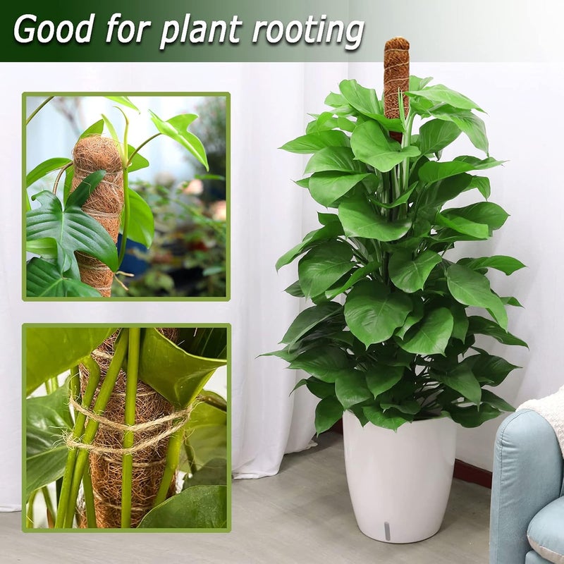 Soupiar 2 Pack Moss Pole, 28 Inch Bendable Moss Pole for Plants Monstera, Moss Poles for Climbing Plants Indoor, Coir Plant Pole Sticks Support Stakes for Potted Plant, Pothos, Philodendron - Image 3